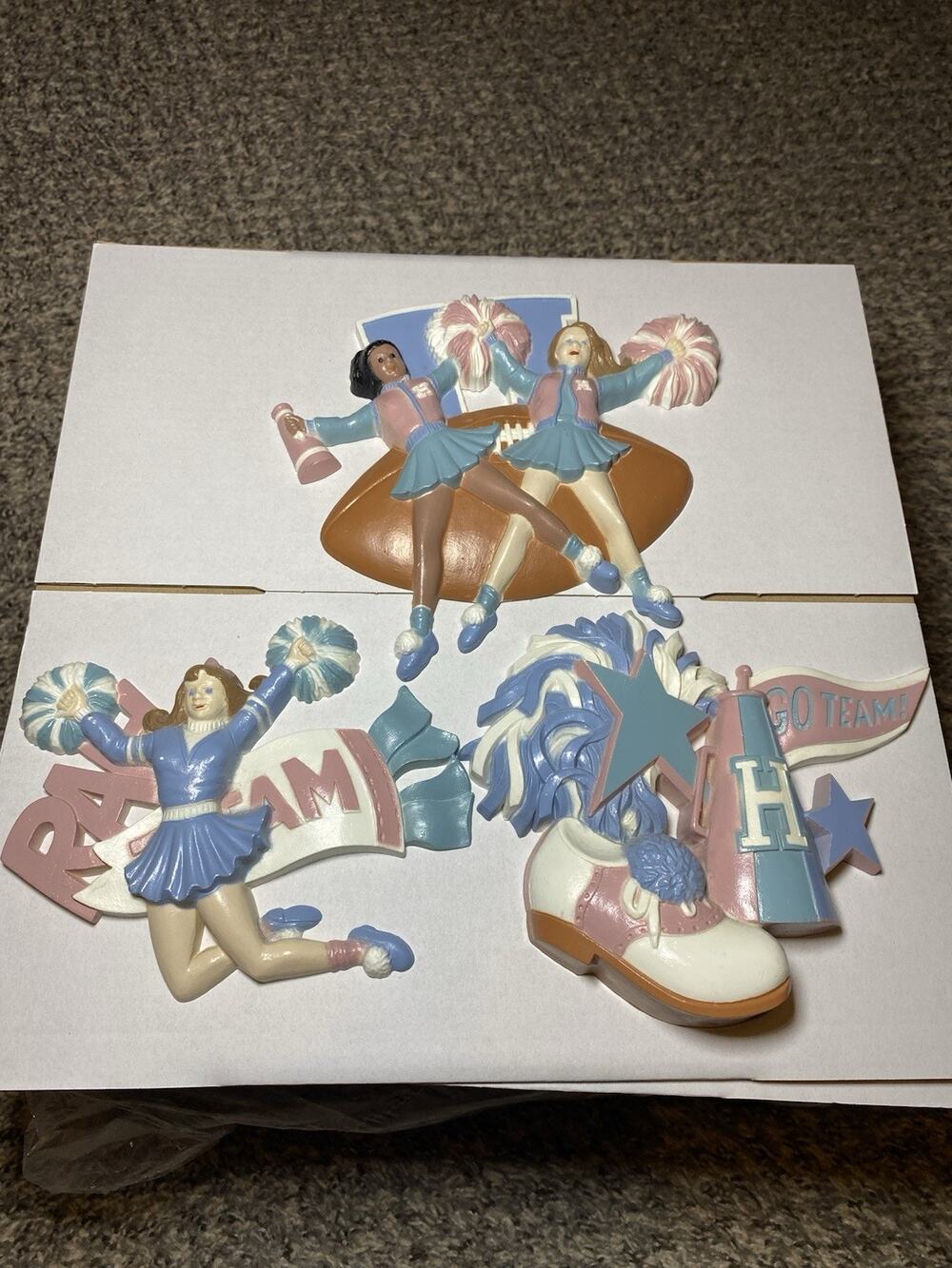 Vintage Homco Burwood Cheerleaders Pom Poms Wall Hangings Girls Room